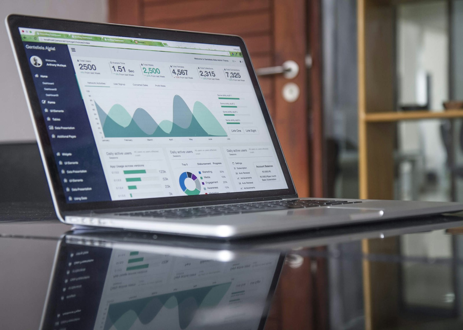Notebook aberto com visualização de dados e indicadores digitais